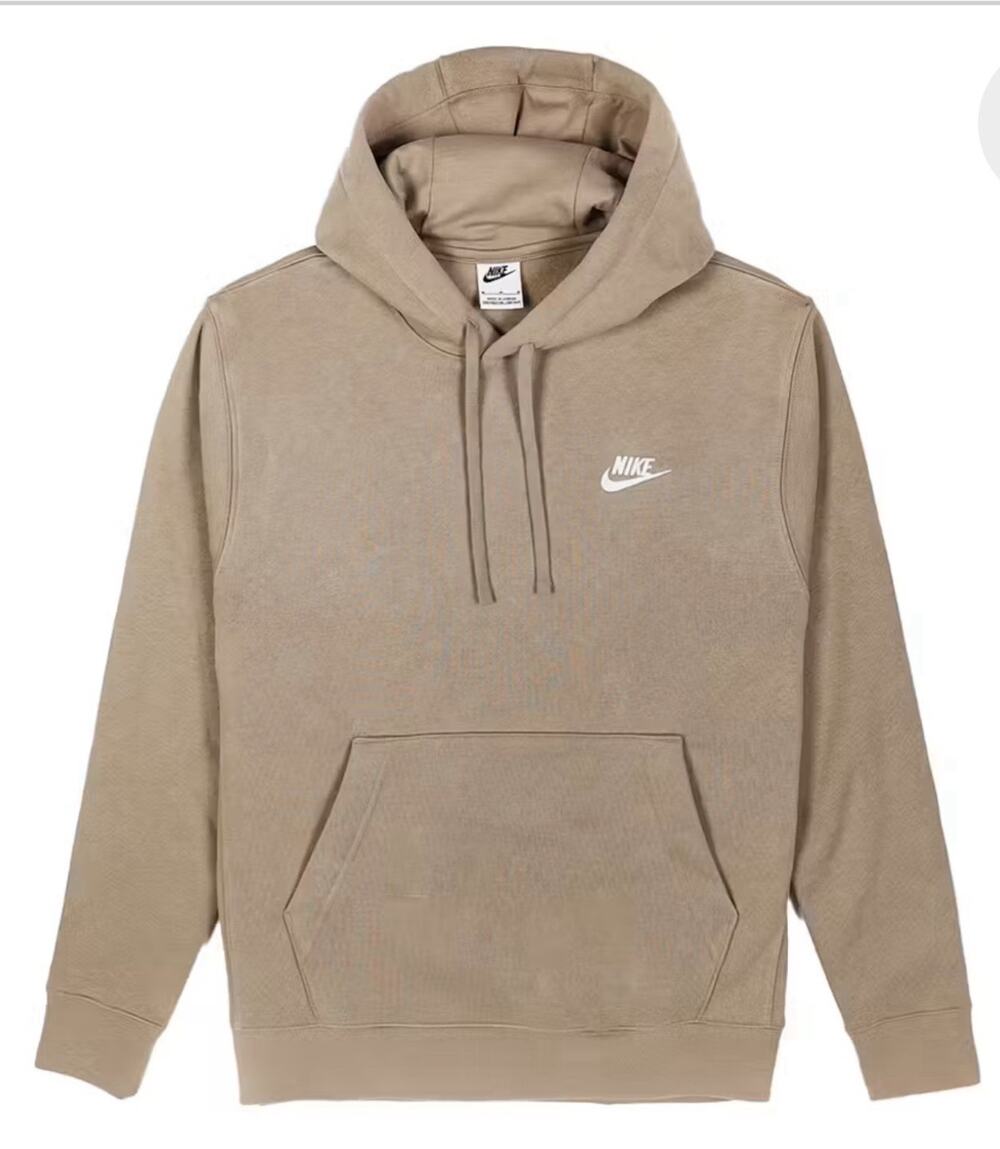 Nike Sportswear Club Fleece Hoodie Khaki Beige XXL 2XL Futura Logo Pullover